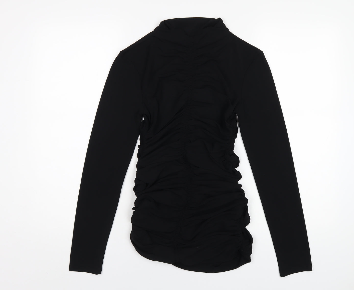 Zara Womens Black Polyester Mini Size M Mock Neck Pullover