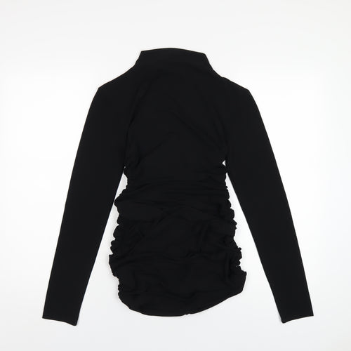 Zara Womens Black Polyester Mini Size M Mock Neck Pullover