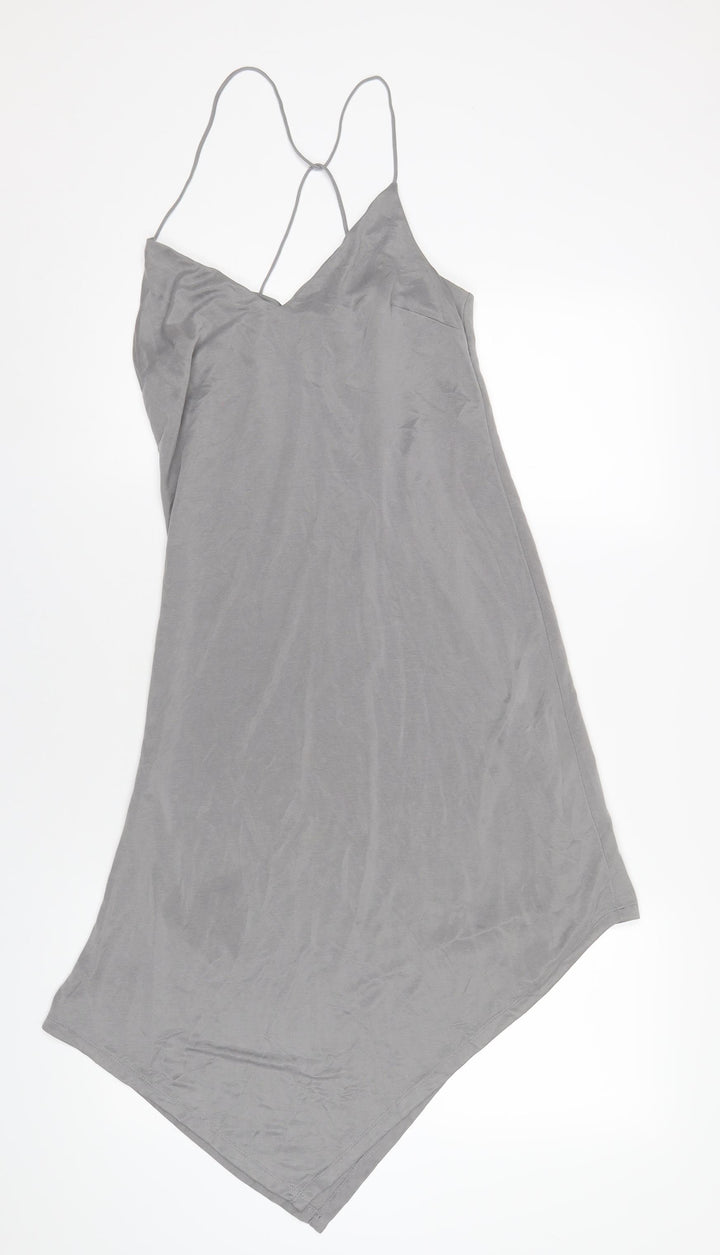 Topshop Womens Grey Polyester A-Line Size 10 V-Neck Pullover