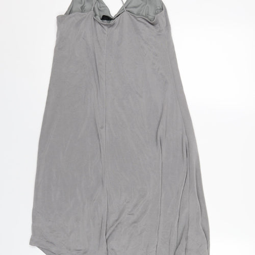 Topshop Womens Grey Polyester A-Line Size 10 V-Neck Pullover