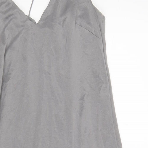 Topshop Womens Grey Polyester A-Line Size 10 V-Neck Pullover
