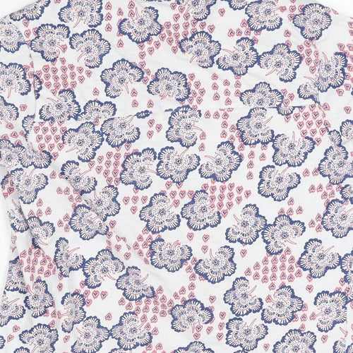 Isle Womens White Floral Cotton Basic Button-Up Size 14 Collared