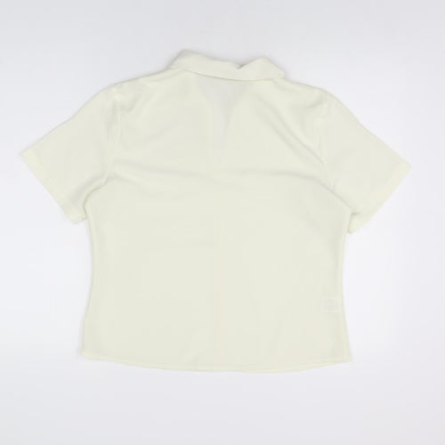 AMARANTO Womens Ivory Polyester Basic Blouse Size 14 Collared
