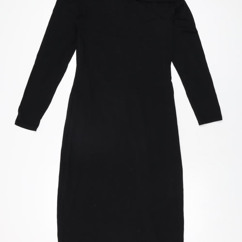 bobi Womens Black Cotton Bodycon Size M Off the Shoulder Pullover