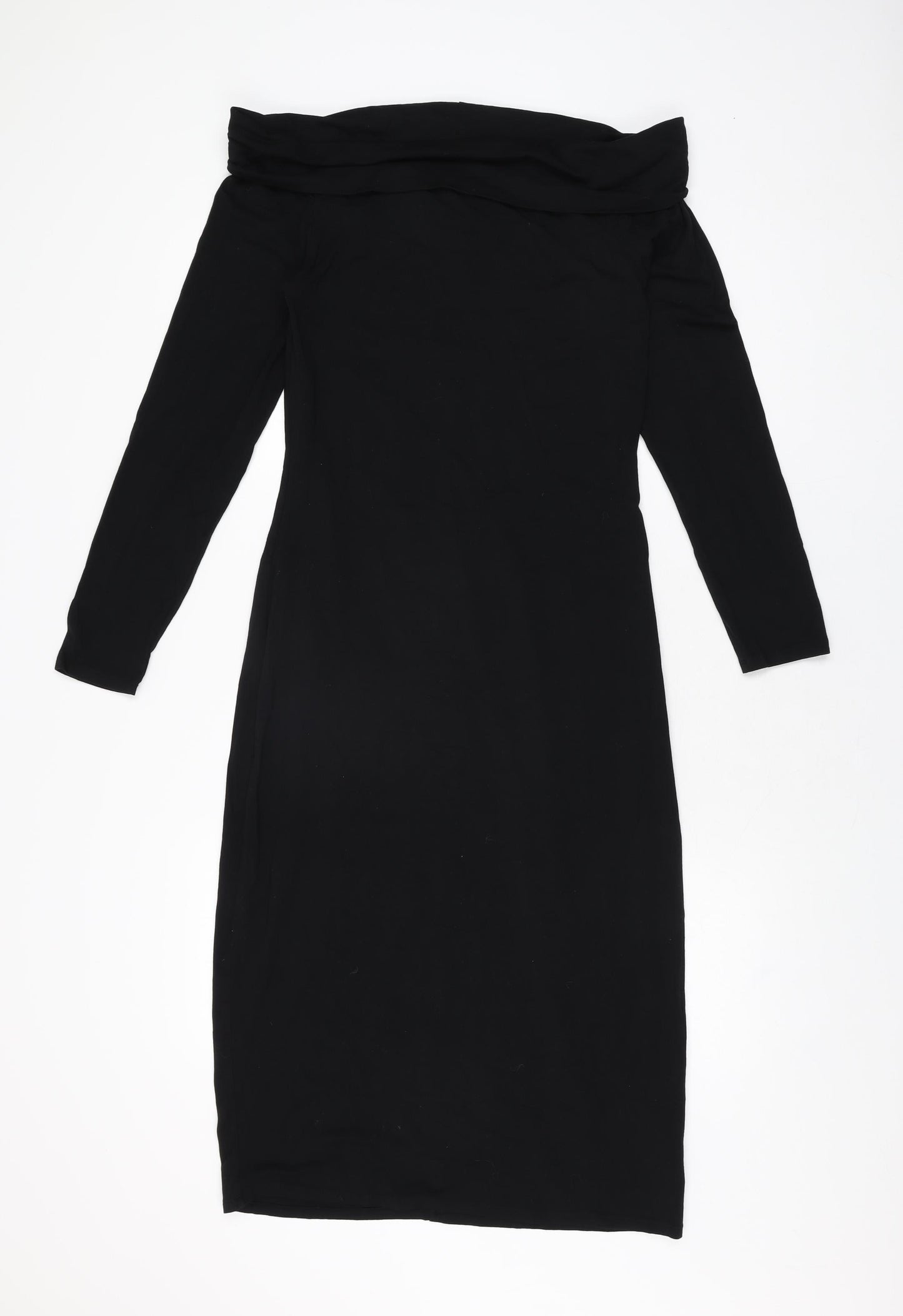 bobi Womens Black Cotton Bodycon Size M Off the Shoulder Pullover