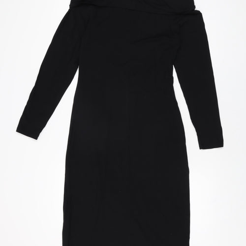 bobi Womens Black Cotton Bodycon Size M Off the Shoulder Pullover