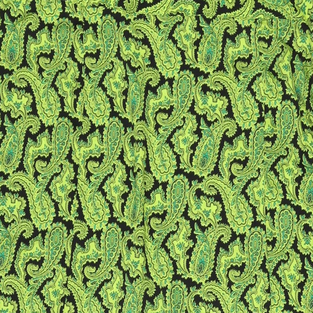 Topshop Womens Green Paisley Polyester Flare Skirt Size 16 Button