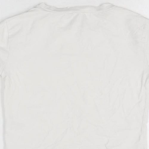 H&M Womens White Cotton Cropped T-Shirt Size M Round Neck