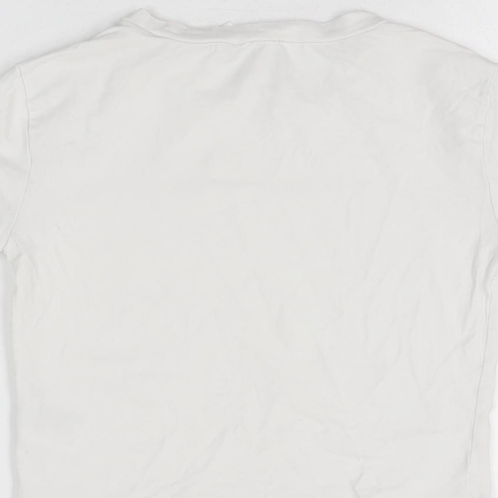 H&M Womens White Cotton Cropped T-Shirt Size M Round Neck