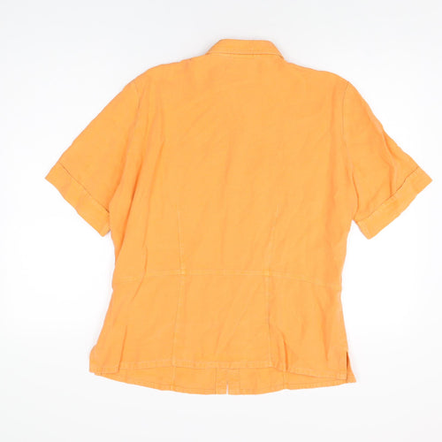Jorli Womens Orange Lyocell Basic Button-Up Size 14 Collared