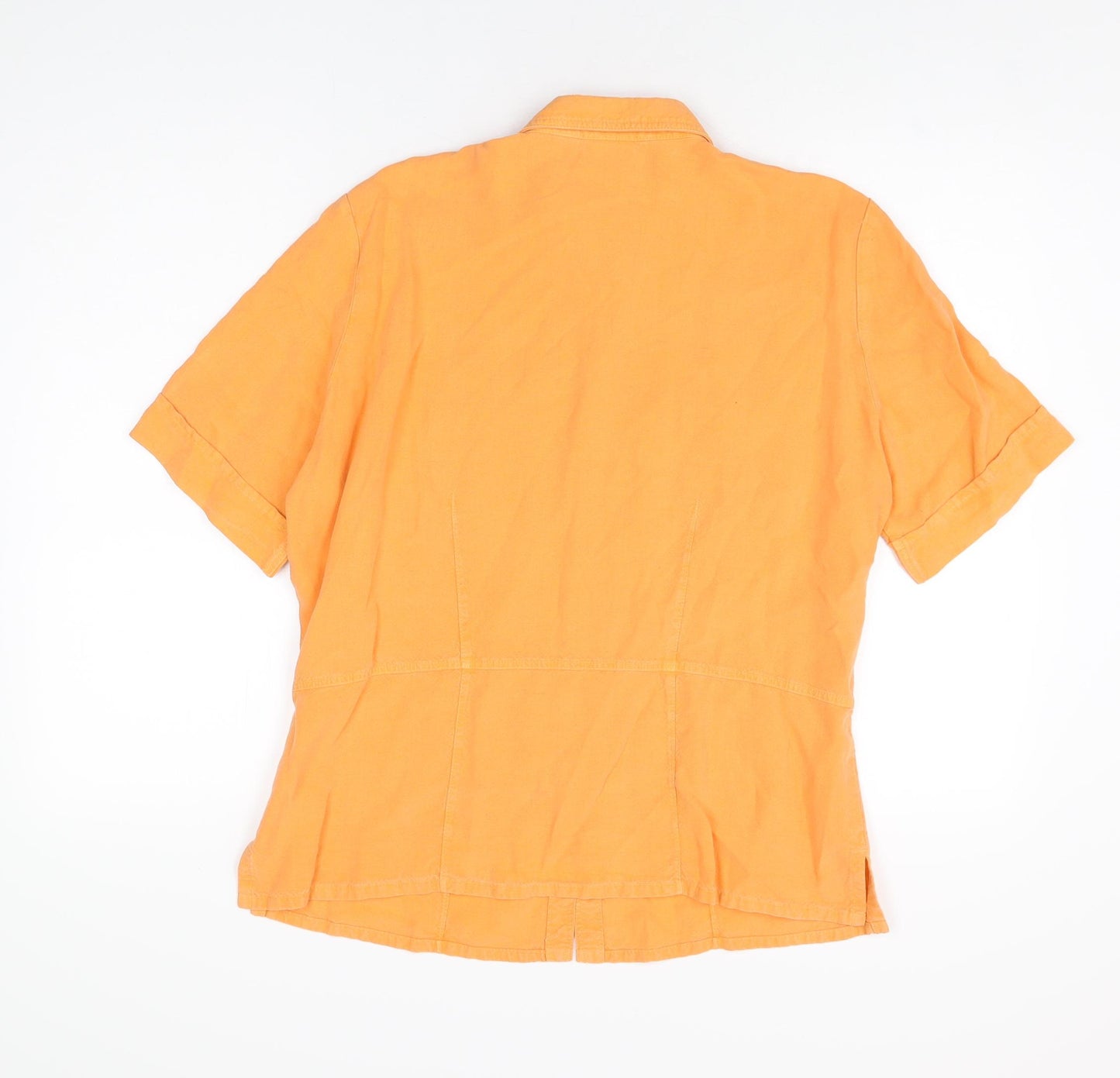 Jorli Womens Orange Lyocell Basic Button-Up Size 14 Collared