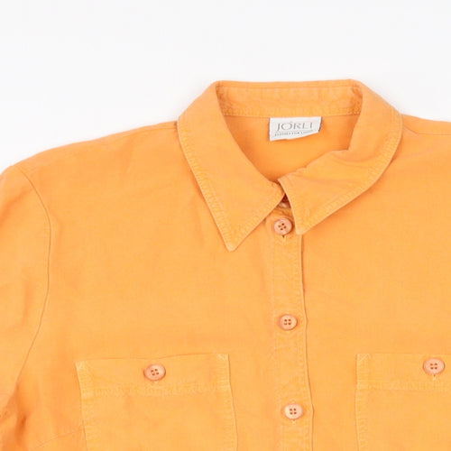 Jorli Womens Orange Lyocell Basic Button-Up Size 14 Collared