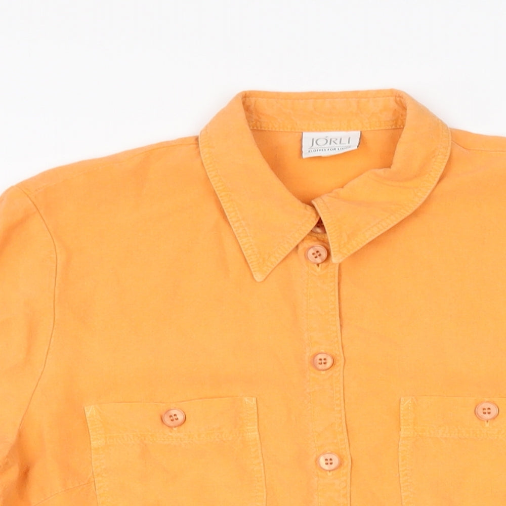 Jorli Womens Orange Lyocell Basic Button-Up Size 14 Collared