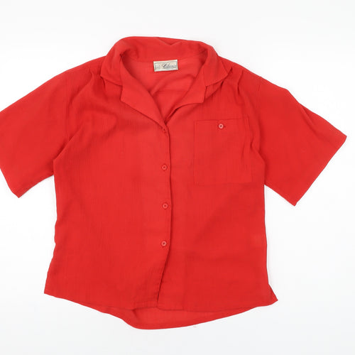 Debenhams Womens Red Polyester Basic Button-Up Size 10 Collared