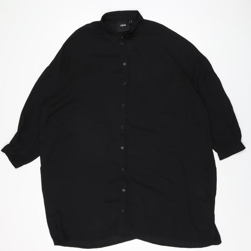 ASOS Womens Black Polyester Shirt Dress Size 10 Collared Button