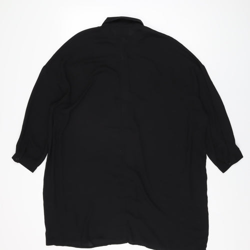 ASOS Womens Black Polyester Shirt Dress Size 10 Collared Button