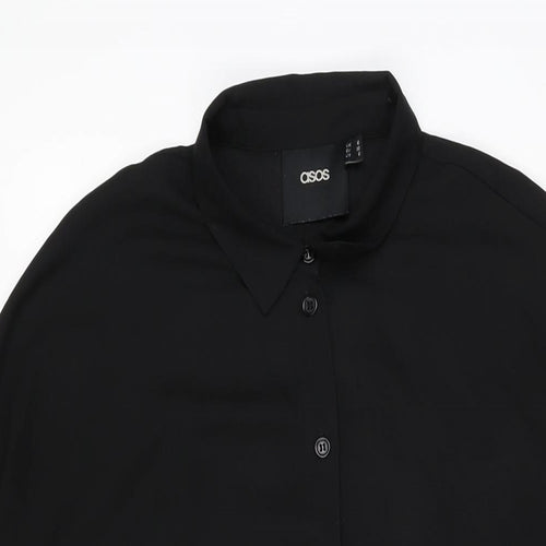 ASOS Womens Black Polyester Shirt Dress Size 10 Collared Button