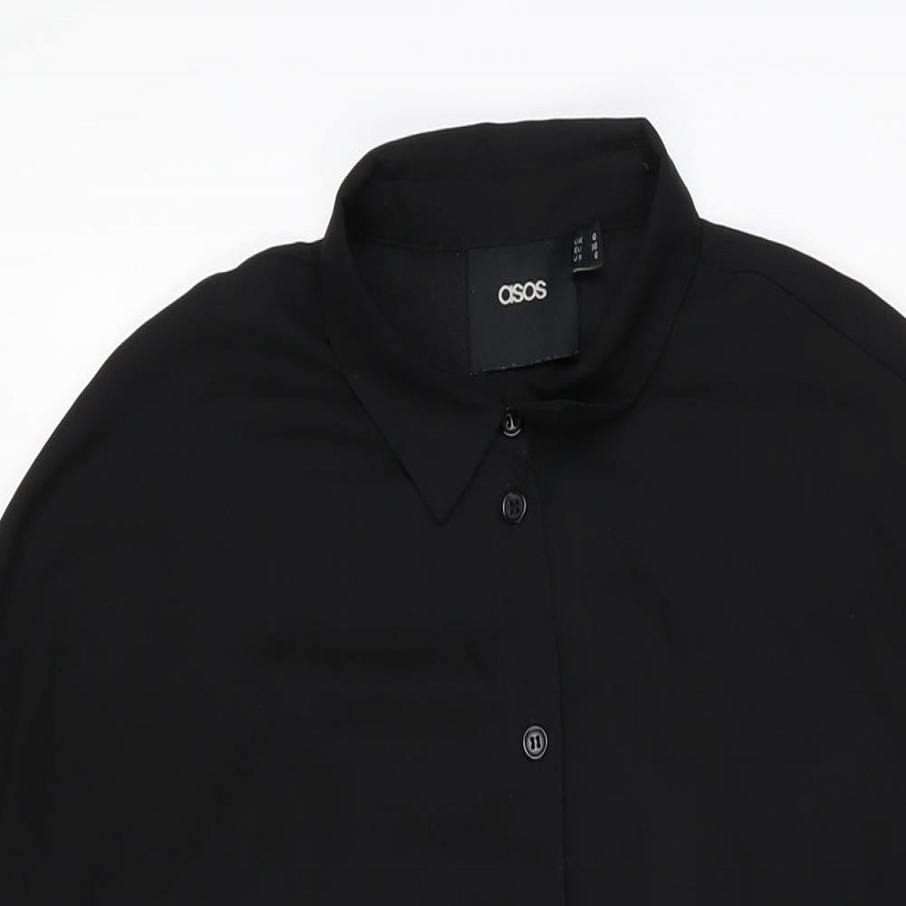 ASOS Womens Black Polyester Shirt Dress Size 10 Collared Button