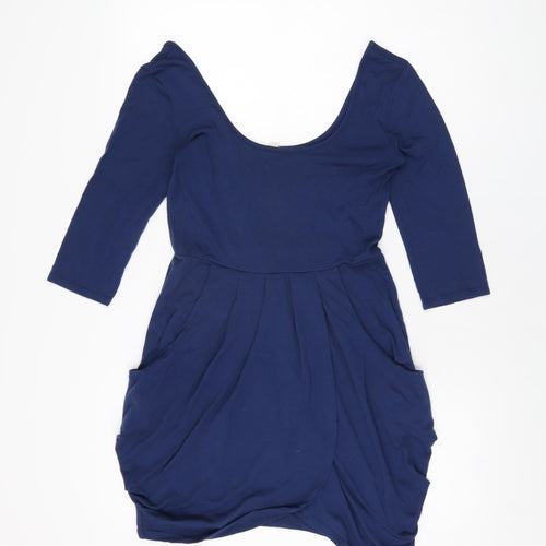 Silence + Noise Womens Blue Rayon Mini Size M Scoop Neck Pullover