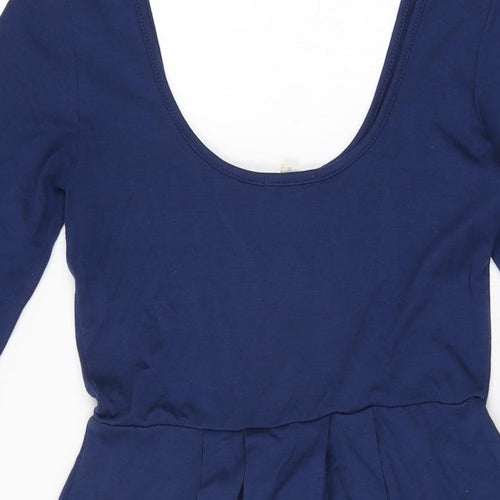 Silence + Noise Womens Blue Rayon Mini Size M Scoop Neck Pullover