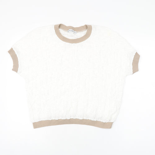 Gallery Womens White Polyester Basic T-Shirt Size M Round Neck