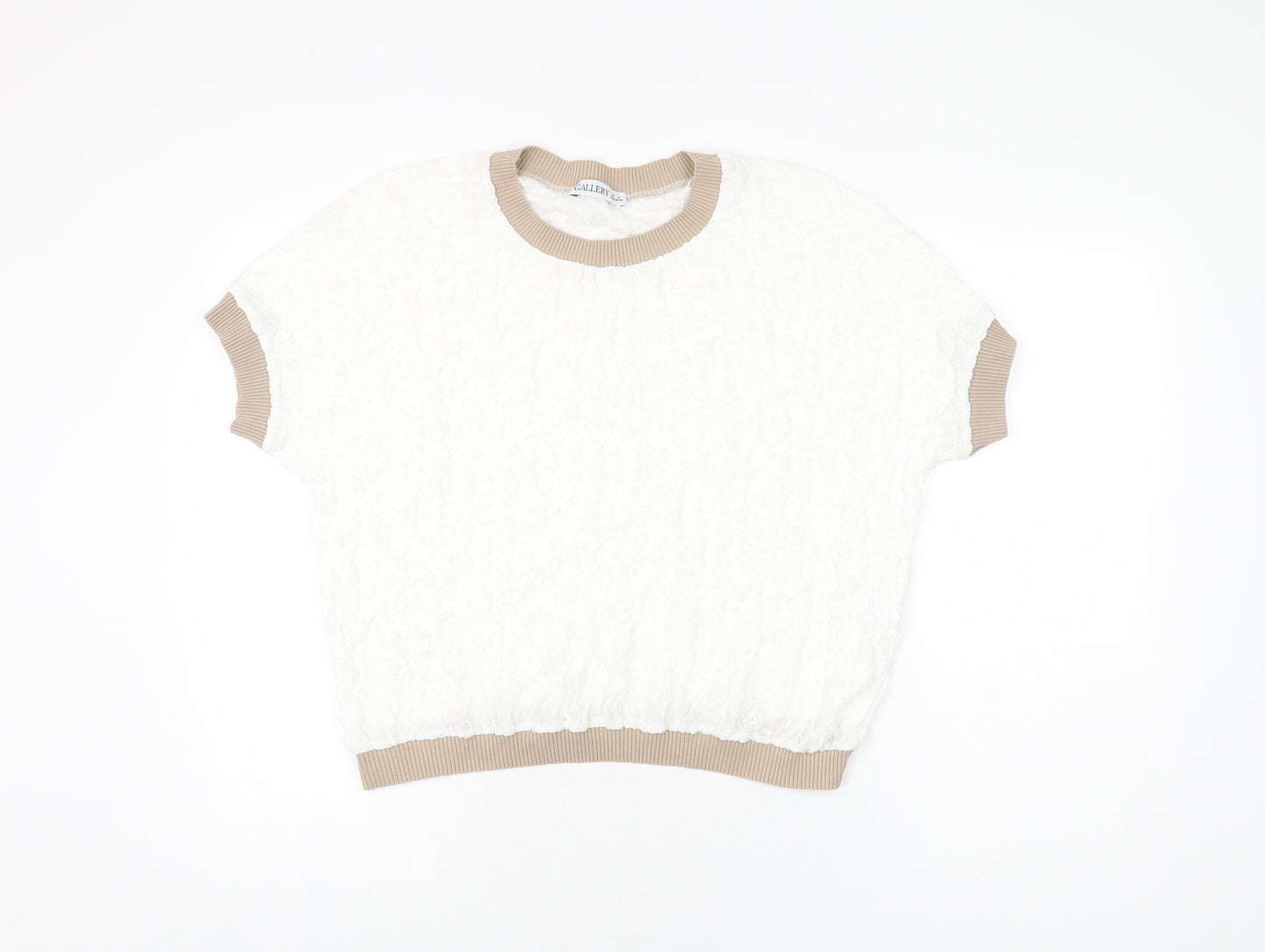 Gallery Womens White Polyester Basic T-Shirt Size M Round Neck