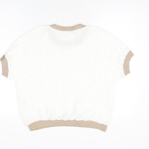 Gallery Womens White Polyester Basic T-Shirt Size M Round Neck