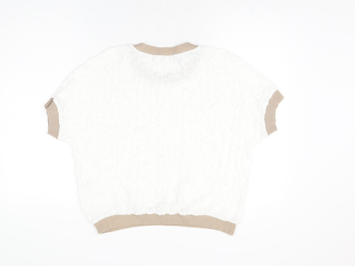 Gallery Womens White Polyester Basic T-Shirt Size M Round Neck
