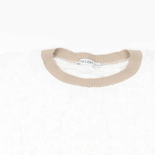 Gallery Womens White Polyester Basic T-Shirt Size M Round Neck