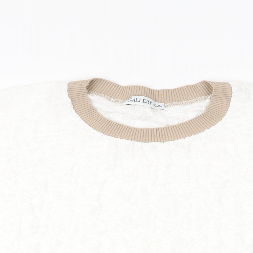 Gallery Womens White Polyester Basic T-Shirt Size M Round Neck