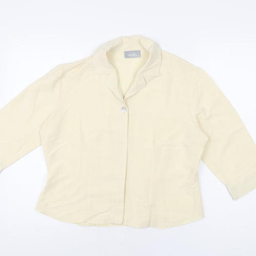 Wallis Womens Ivory Polyester Basic Button-Up Size 14 Collared