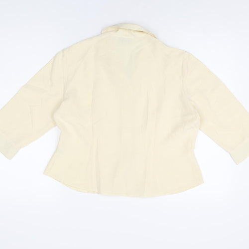 Wallis Womens Ivory Polyester Basic Button-Up Size 14 Collared