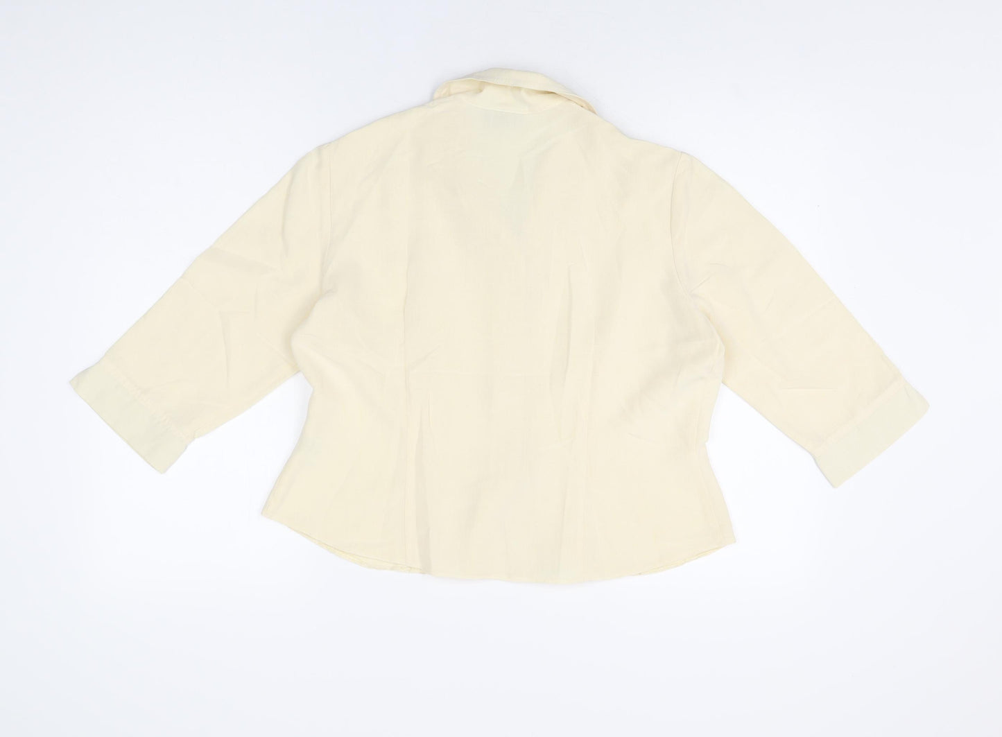 Wallis Womens Ivory Polyester Basic Button-Up Size 14 Collared