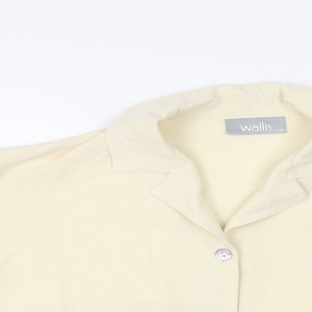 Wallis Womens Ivory Polyester Basic Button-Up Size 14 Collared
