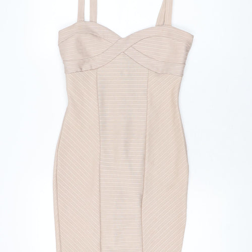 Miss Selfridge Womens Pink Polyester Bodycon Size 10 Sweetheart Zip