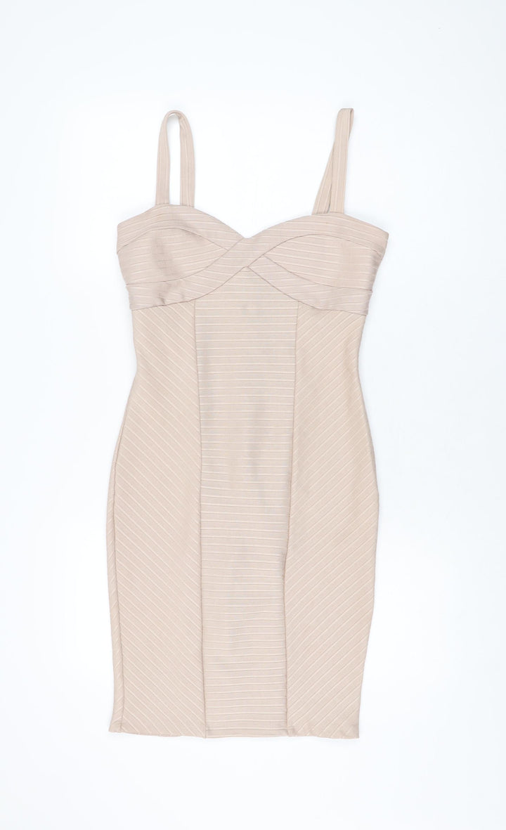 Miss Selfridge Womens Pink Polyester Bodycon Size 10 Sweetheart Zip