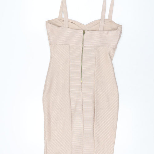 Miss Selfridge Womens Pink Polyester Bodycon Size 10 Sweetheart Zip