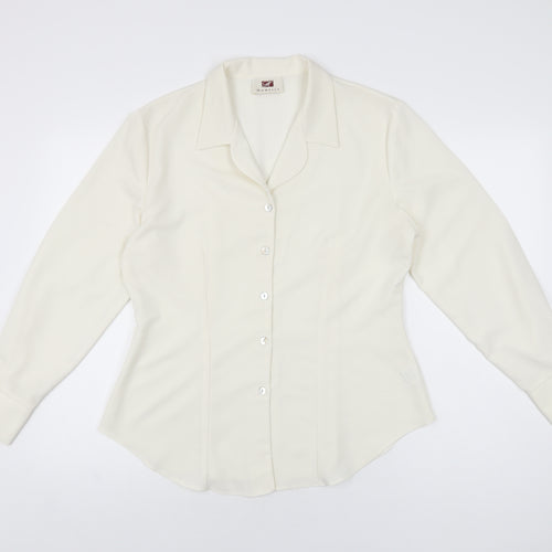 Hamells Womens Ivory Polyester Basic Button-Up Size 14 Collared