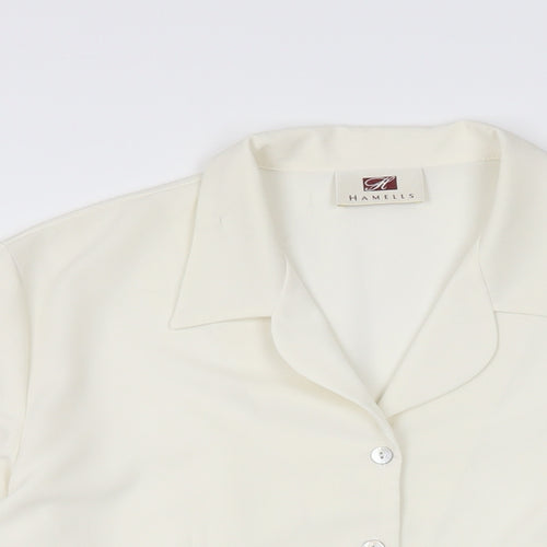 Hamells Womens Ivory Polyester Basic Button-Up Size 14 Collared