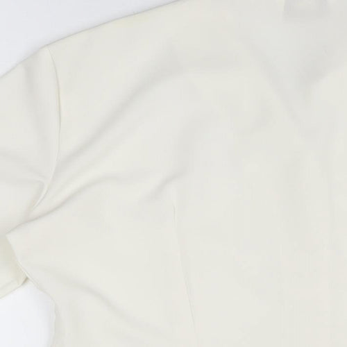 Hamells Womens Ivory Polyester Basic Button-Up Size 14 Collared