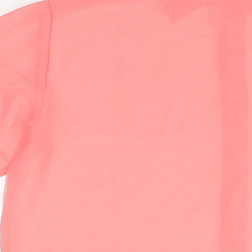 Casual Wear Womens Pink Polyester Basic Button-Up Size 14 Collared