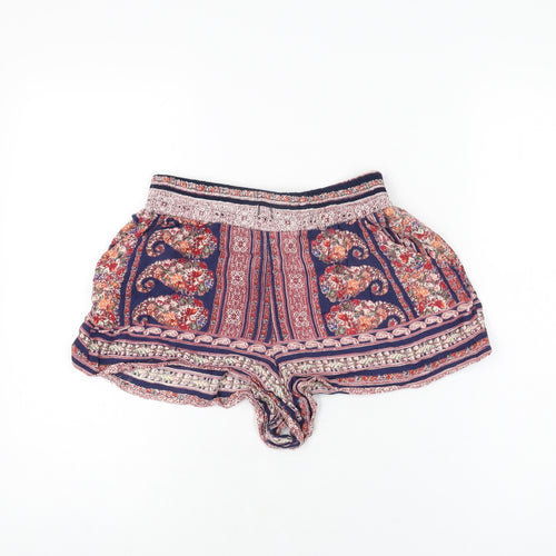 Angie Womens Multicoloured Geometric Polyester Hot Pants Shorts Size S Regular Pull On