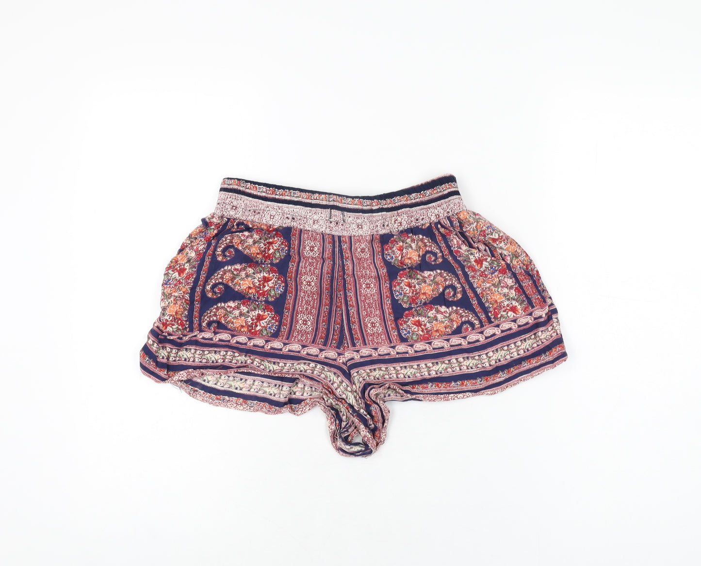 Angie Womens Multicoloured Geometric Polyester Hot Pants Shorts Size S Regular Pull On
