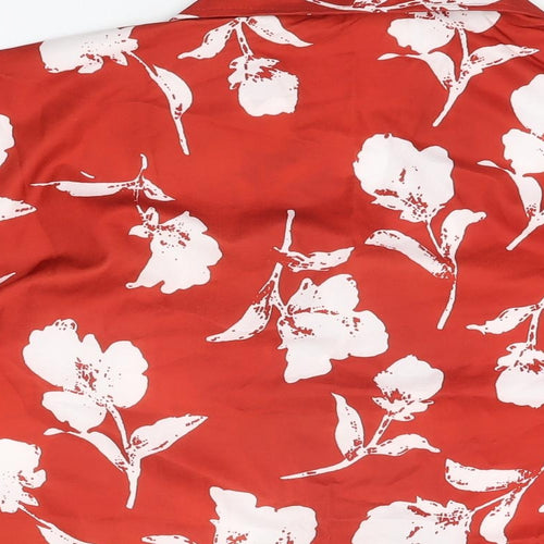 CM Womens Red Floral Polyester Basic Button-Up Size M Collared
