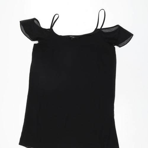 New Look Womens Black Polyester Camisole T-Shirt Size 12 Scoop Neck