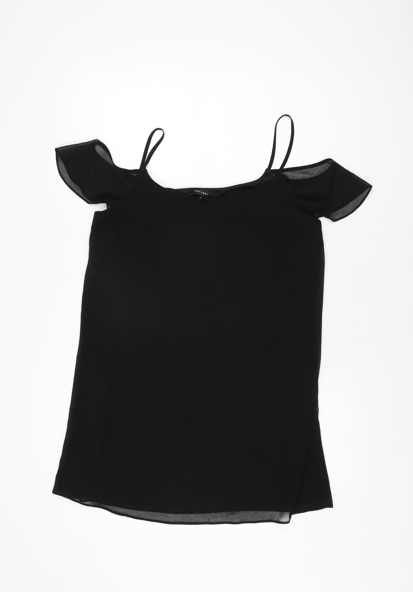 New Look Womens Black Polyester Camisole T-Shirt Size 12 Scoop Neck