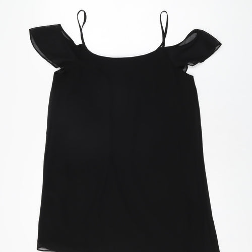 New Look Womens Black Polyester Camisole T-Shirt Size 12 Scoop Neck