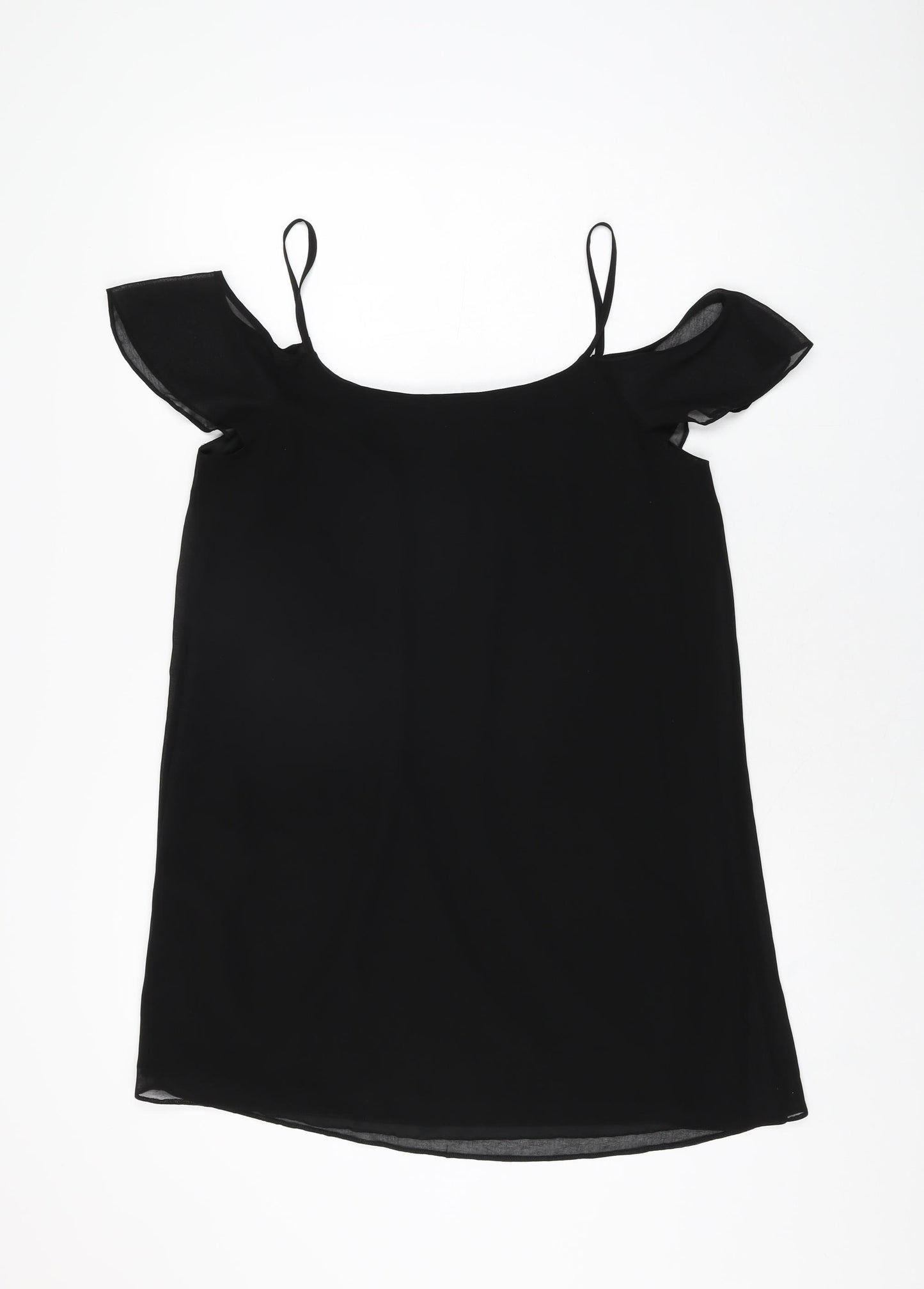 New Look Womens Black Polyester Camisole T-Shirt Size 12 Scoop Neck