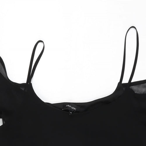 New Look Womens Black Polyester Camisole T-Shirt Size 12 Scoop Neck