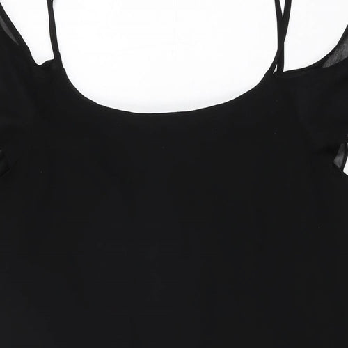 New Look Womens Black Polyester Camisole T-Shirt Size 12 Scoop Neck